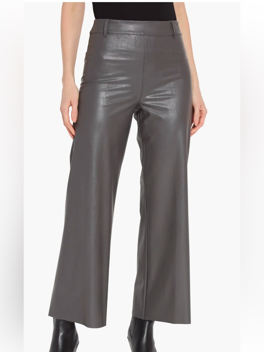 NWT Lysse Hi Waist Vegan Leather Wide Leg Pants Gray Ash XS 28"